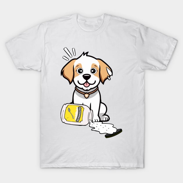 Funny Happy Dog spilled mayonnaise T-Shirt by Pet Station